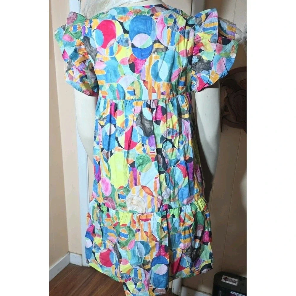 TCEC Women's Colorful Tiered Dress Woth Slip Fuchsia M NWT - Picture 3 of 9
